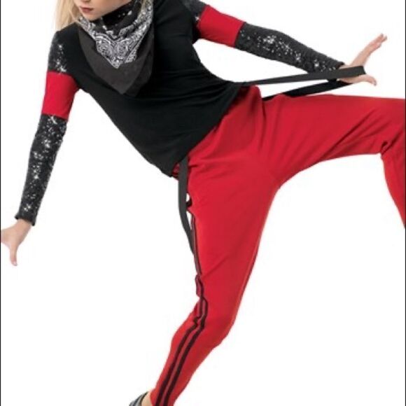 WEISSMAN Dance hip hop Costume red CHING-A-LING
10721 Pant top-adult small SA - Picture 1 of 6